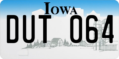 IA license plate DUT064