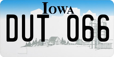 IA license plate DUT066