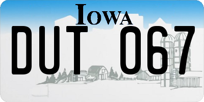 IA license plate DUT067