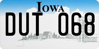 IA license plate DUT068