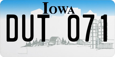 IA license plate DUT071
