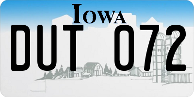 IA license plate DUT072
