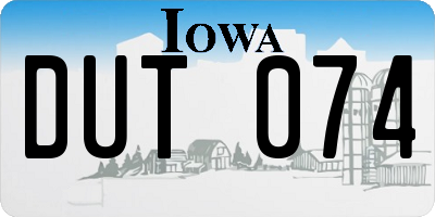IA license plate DUT074