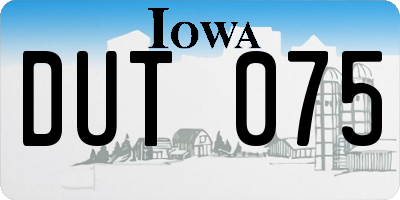 IA license plate DUT075