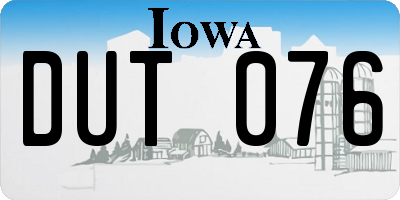 IA license plate DUT076