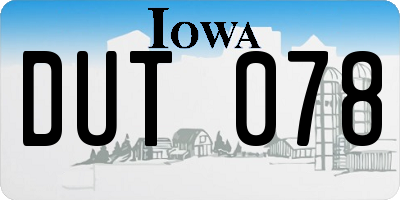 IA license plate DUT078