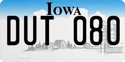 IA license plate DUT080