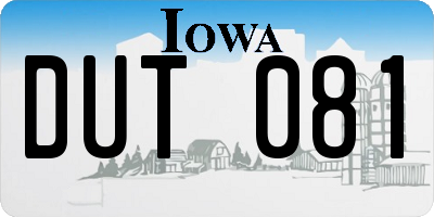 IA license plate DUT081