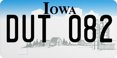 IA license plate DUT082