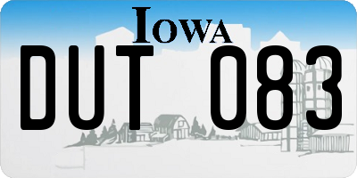 IA license plate DUT083