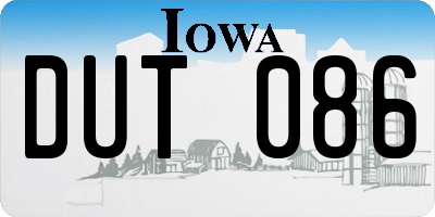 IA license plate DUT086