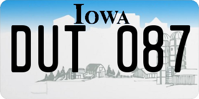 IA license plate DUT087