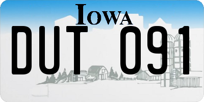 IA license plate DUT091