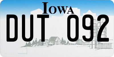 IA license plate DUT092