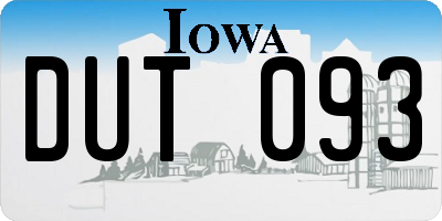 IA license plate DUT093