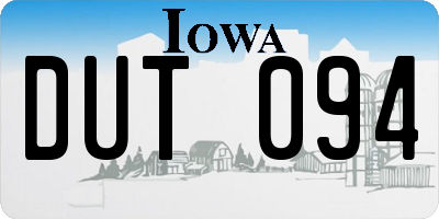 IA license plate DUT094
