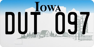 IA license plate DUT097