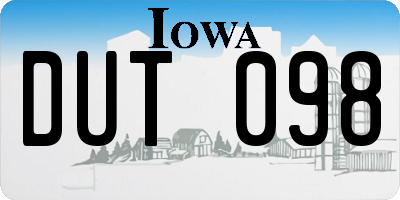 IA license plate DUT098