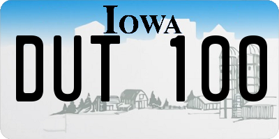 IA license plate DUT100