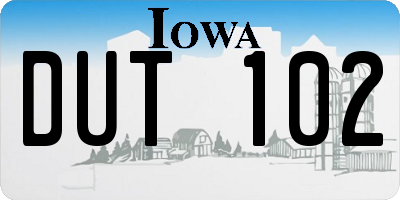 IA license plate DUT102