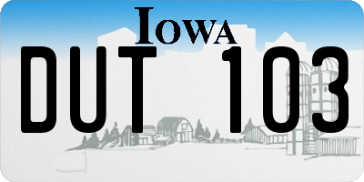 IA license plate DUT103
