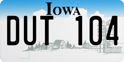 IA license plate DUT104