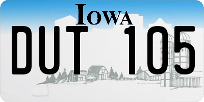 IA license plate DUT105