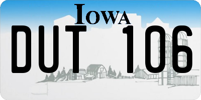 IA license plate DUT106