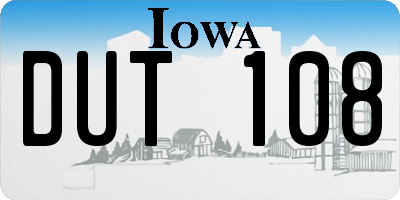 IA license plate DUT108
