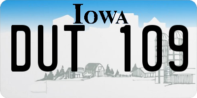 IA license plate DUT109