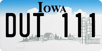 IA license plate DUT111
