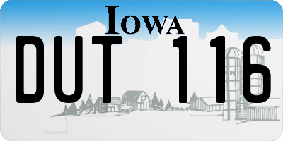 IA license plate DUT116