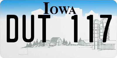 IA license plate DUT117