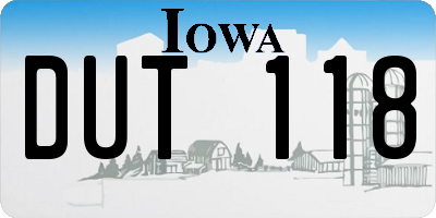 IA license plate DUT118