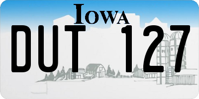 IA license plate DUT127