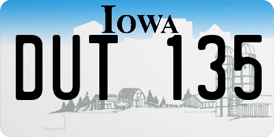 IA license plate DUT135
