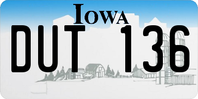 IA license plate DUT136