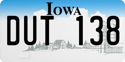 IA license plate DUT138
