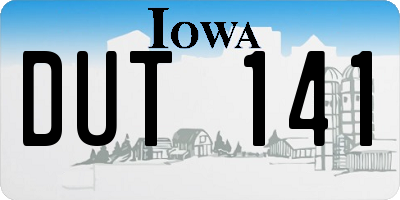 IA license plate DUT141