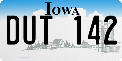 IA license plate DUT142