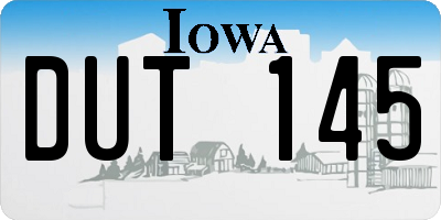 IA license plate DUT145