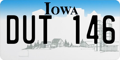 IA license plate DUT146
