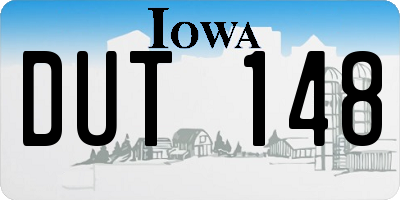 IA license plate DUT148