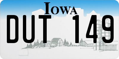IA license plate DUT149