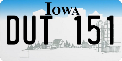 IA license plate DUT151