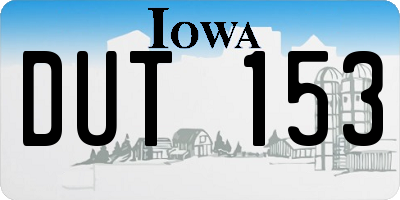 IA license plate DUT153