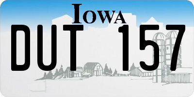 IA license plate DUT157