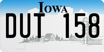 IA license plate DUT158