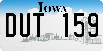 IA license plate DUT159