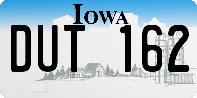 IA license plate DUT162